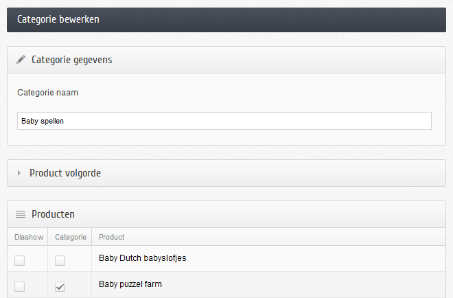 Shopotheek categorie bewerken