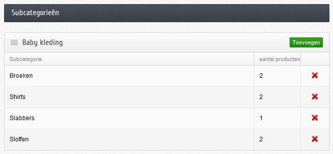 Shopotheek subcategorieën toevoegen
