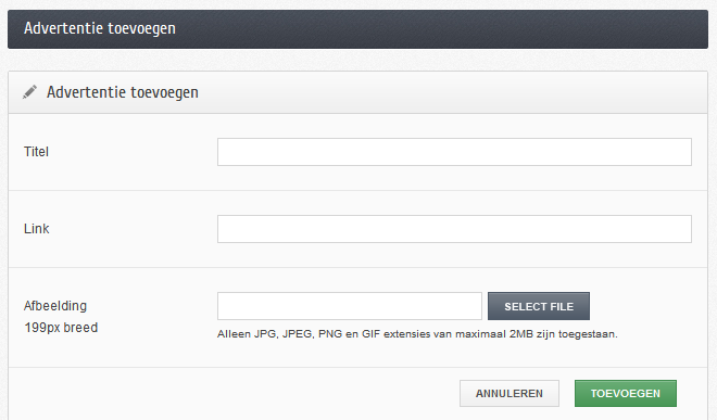 Shopotheek adverdentie toevoegen
