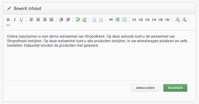 Shopotheek inhoud