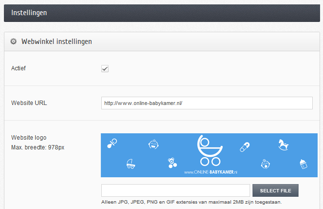 Shopotheek webwinkel beheer instellingen