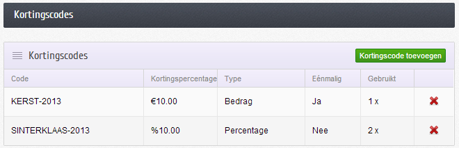 Webwinkel kortingscode